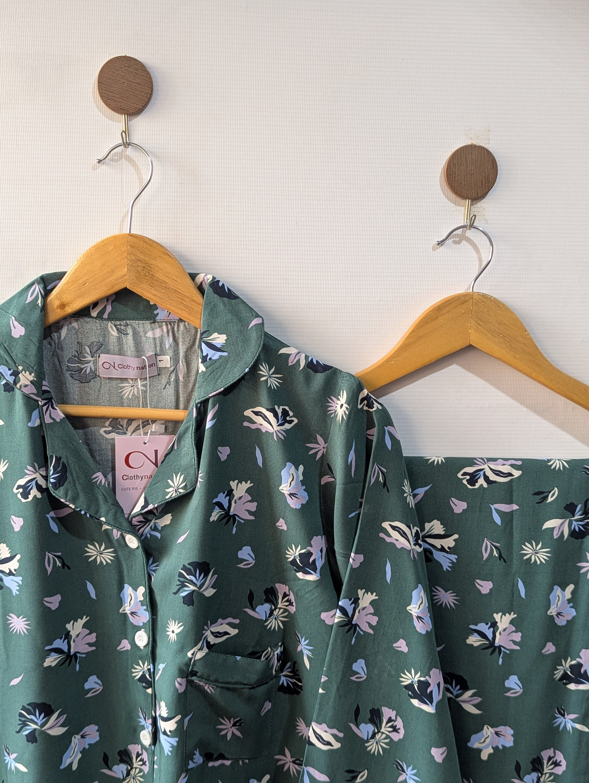 Green Florals Linen PJ Set