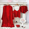 Women Silk Sleepwear Contrast Pipin Nighty Set