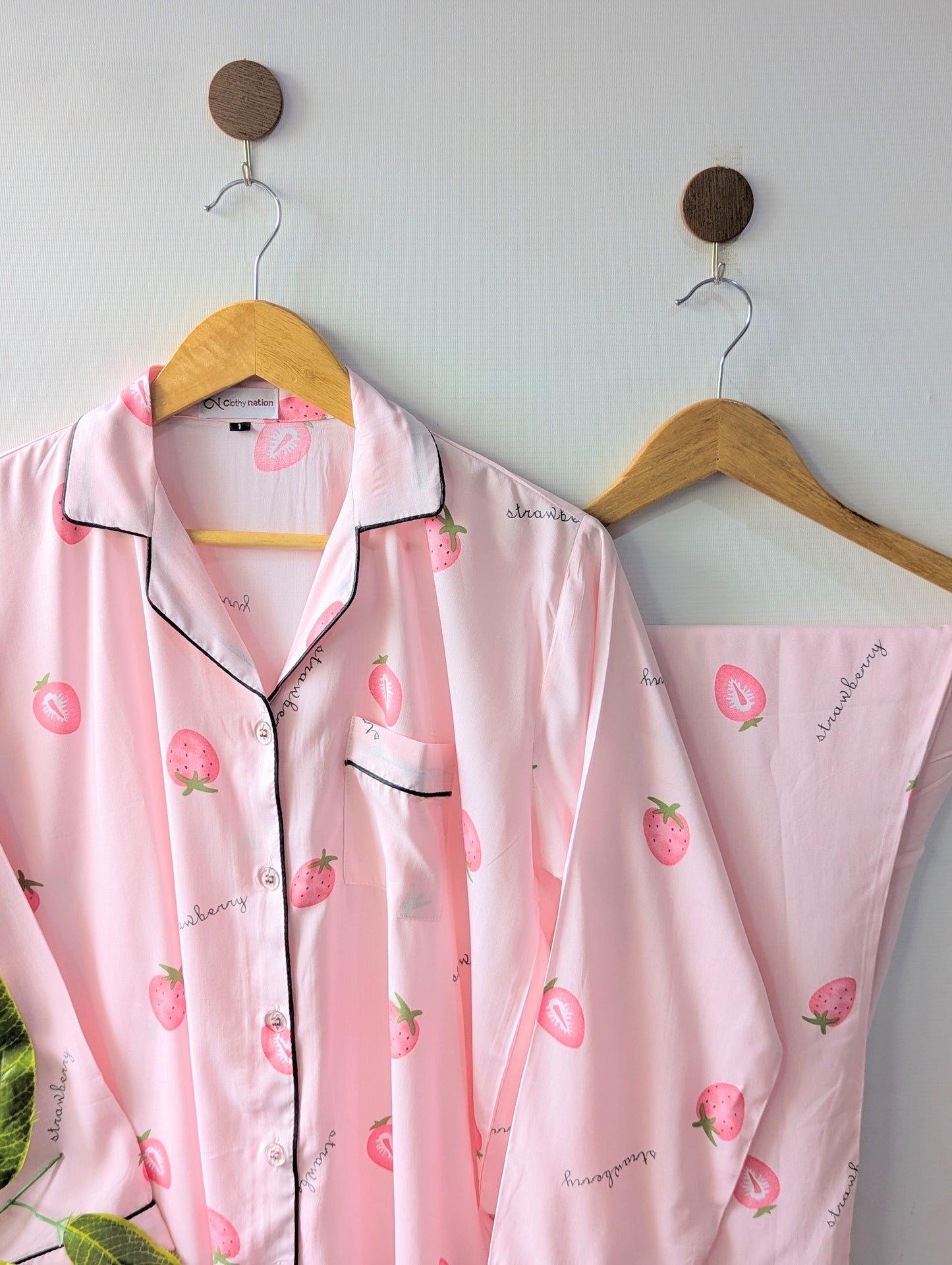 Pink Strawberries Linen PJ Set