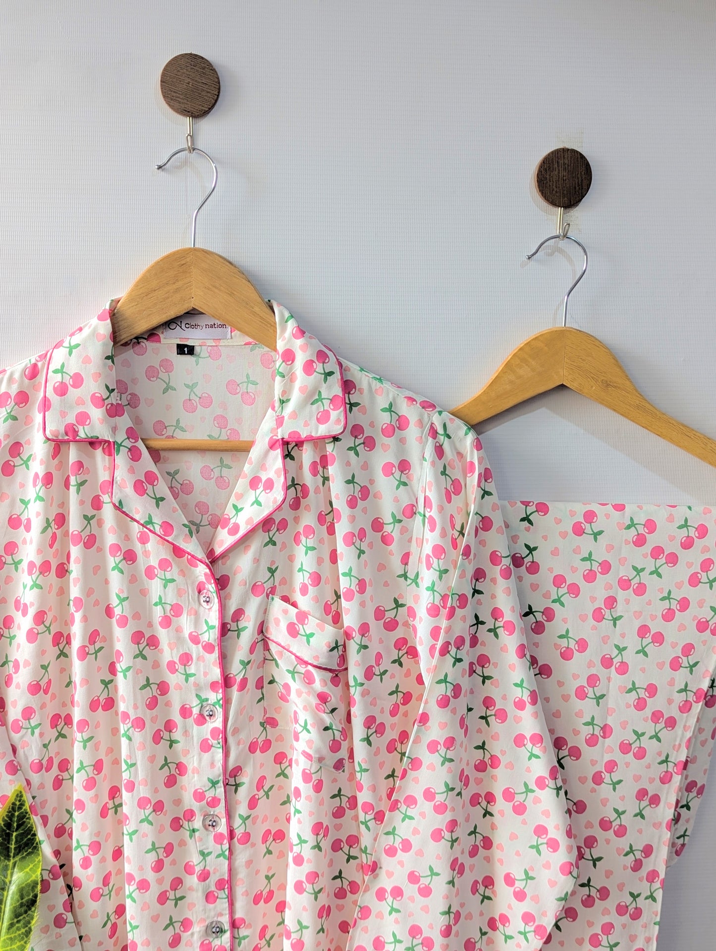 Little Heart & Cherry Linen PJ Set