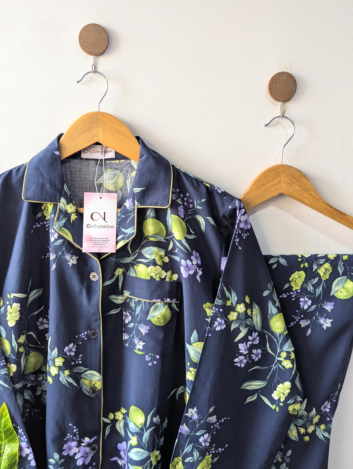 Navy Florals Linen PJ Set