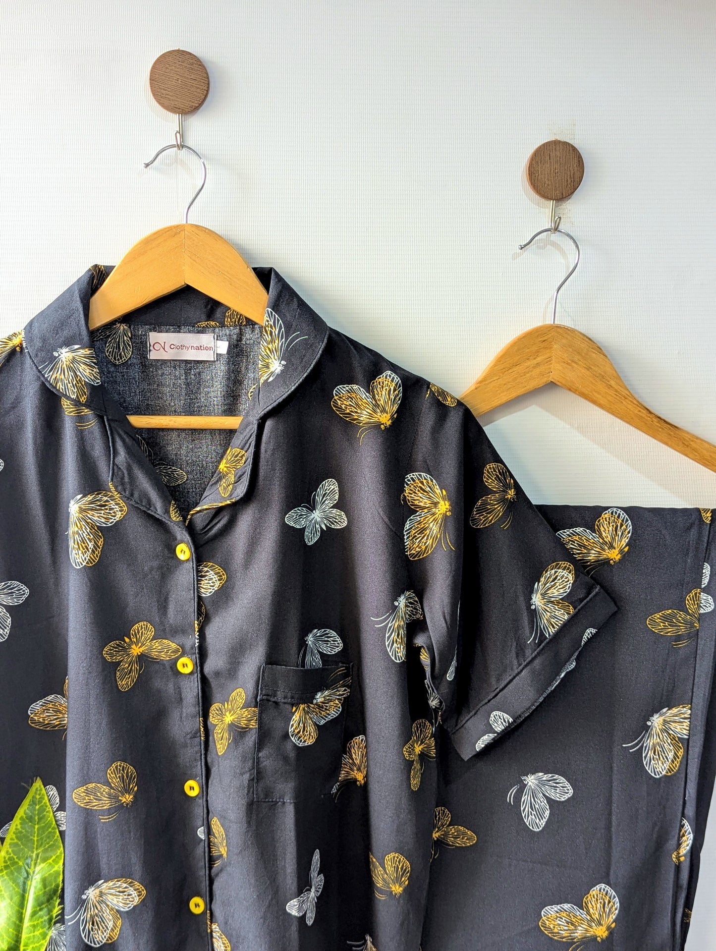 Butterflies Linen PJ Set - Half Sleeves