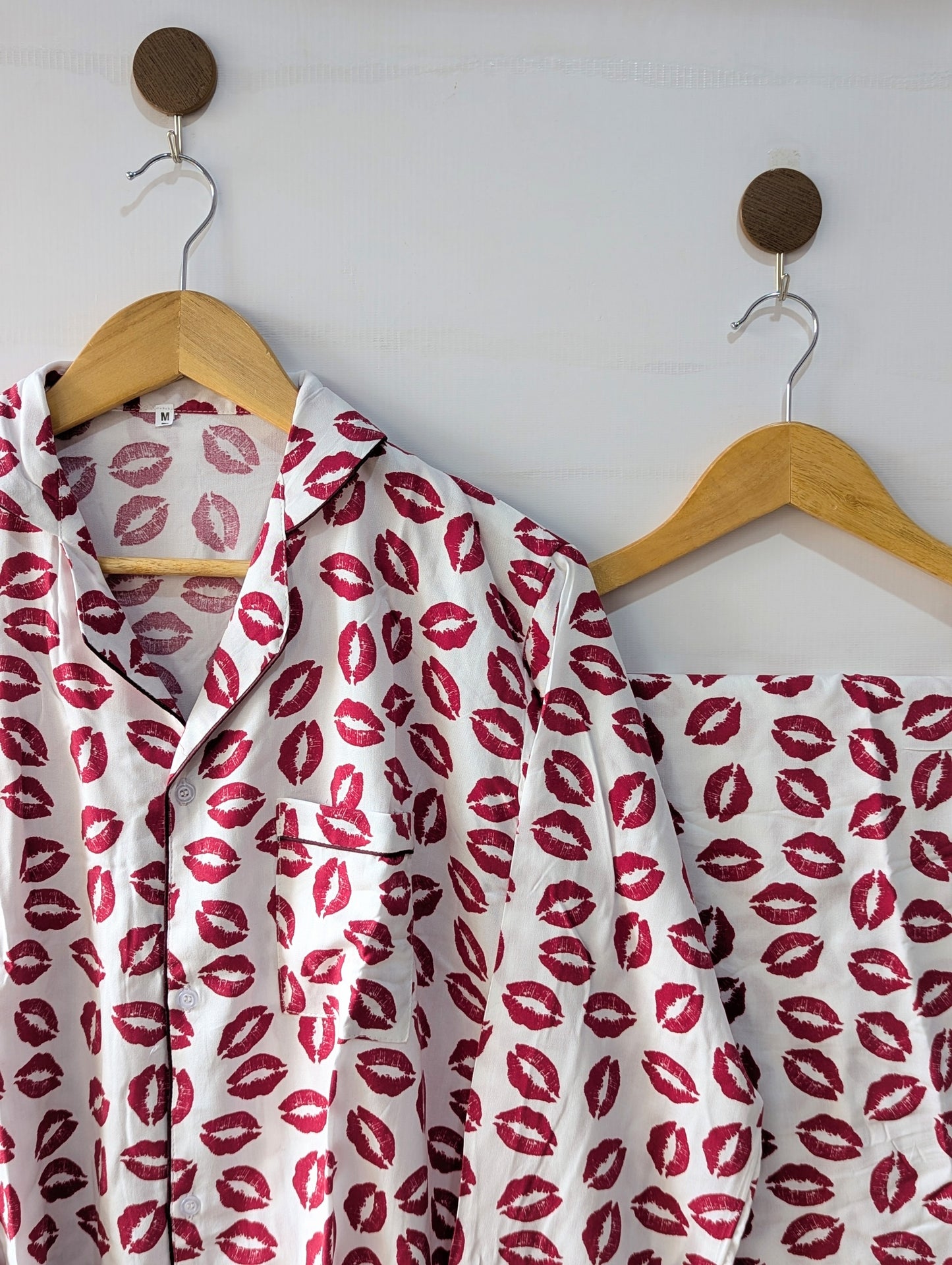 Red Kisses linen PJ Set