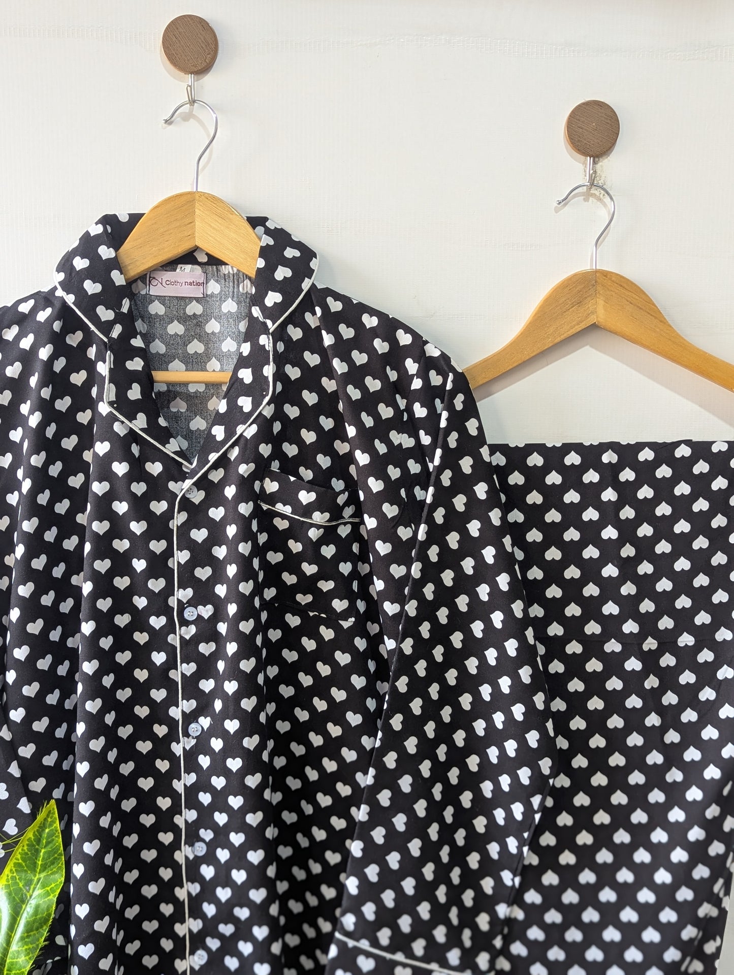 Black & White Hearts Linen PJ Set