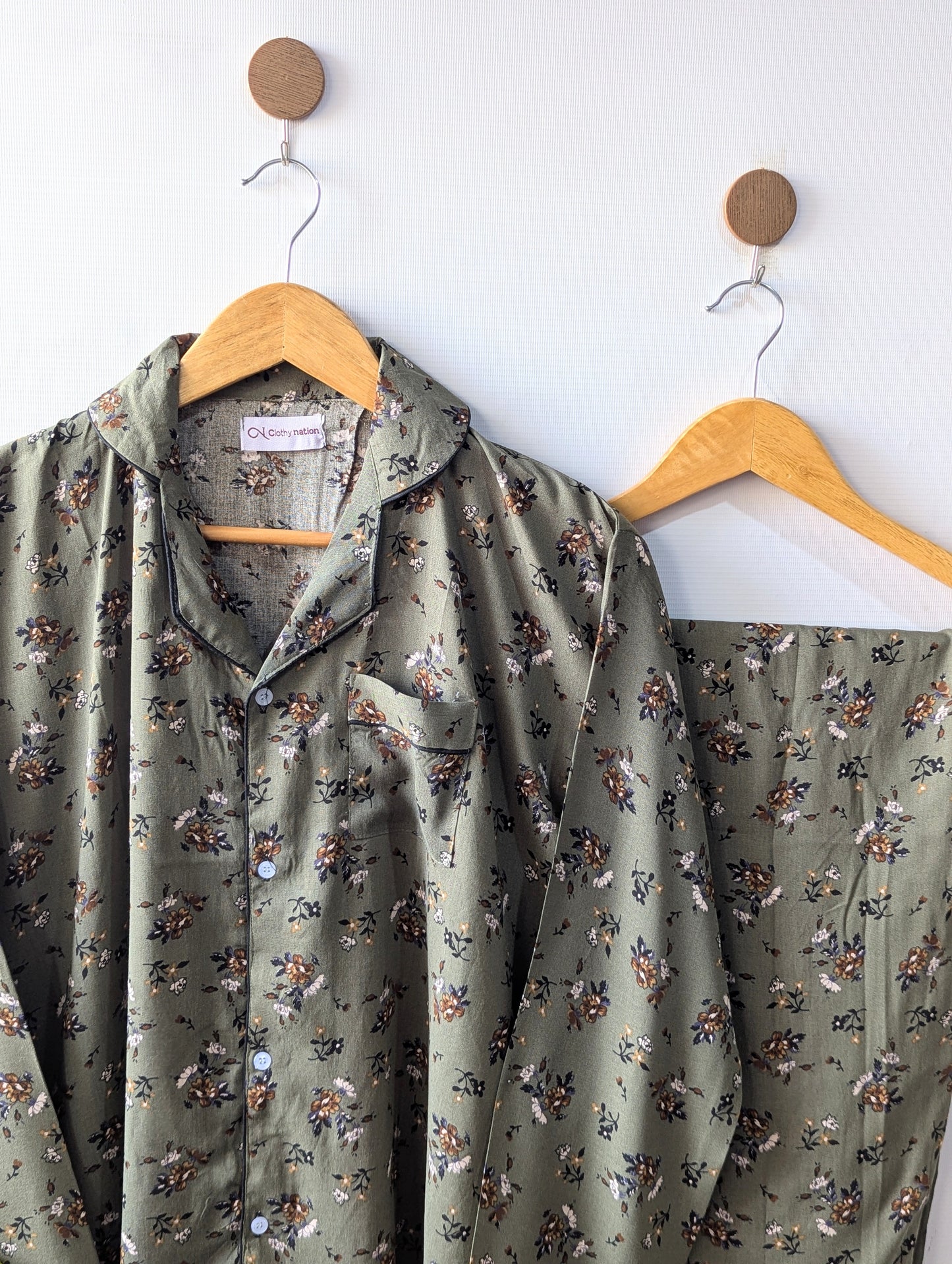 Green Petals Linen PJ Set