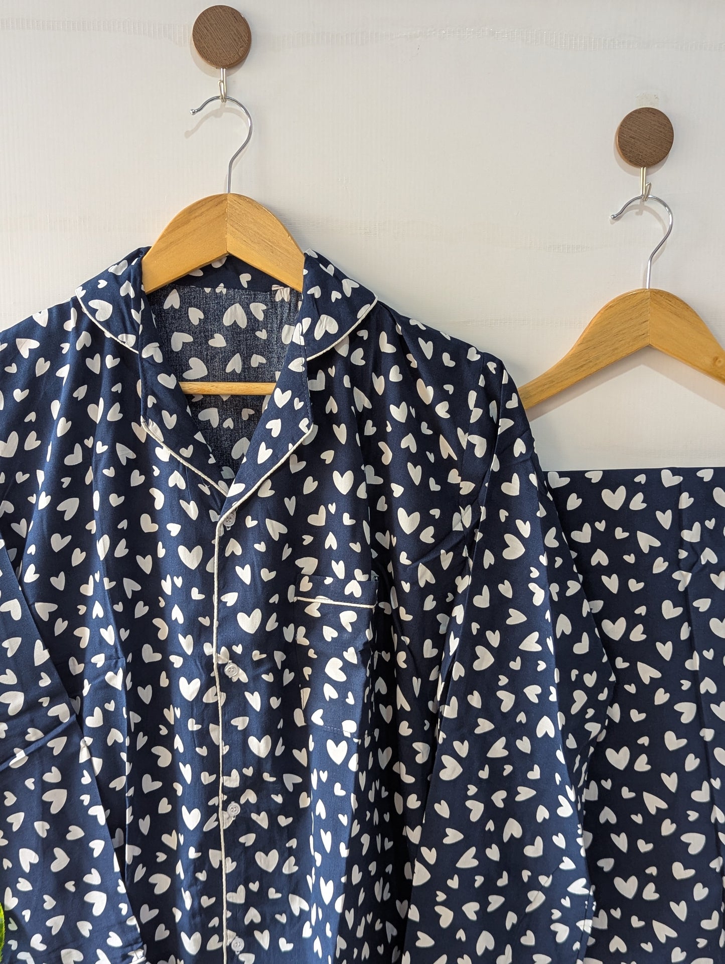 Navy Hearts Linen PJ Set