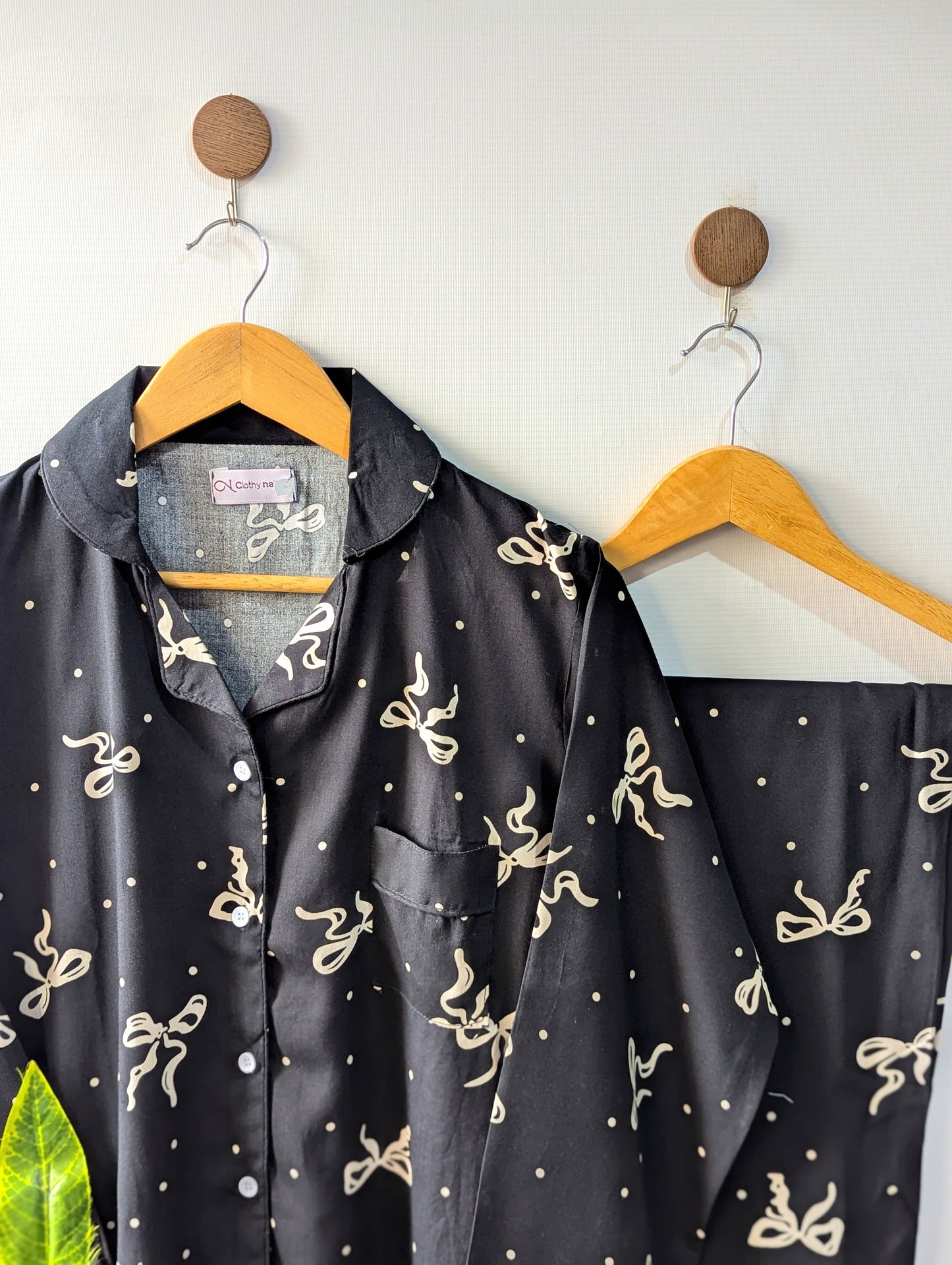 Black Bows Linen PJ Set