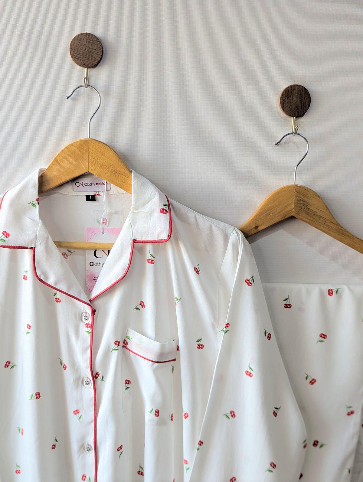 White Cherry Linen PJ Set