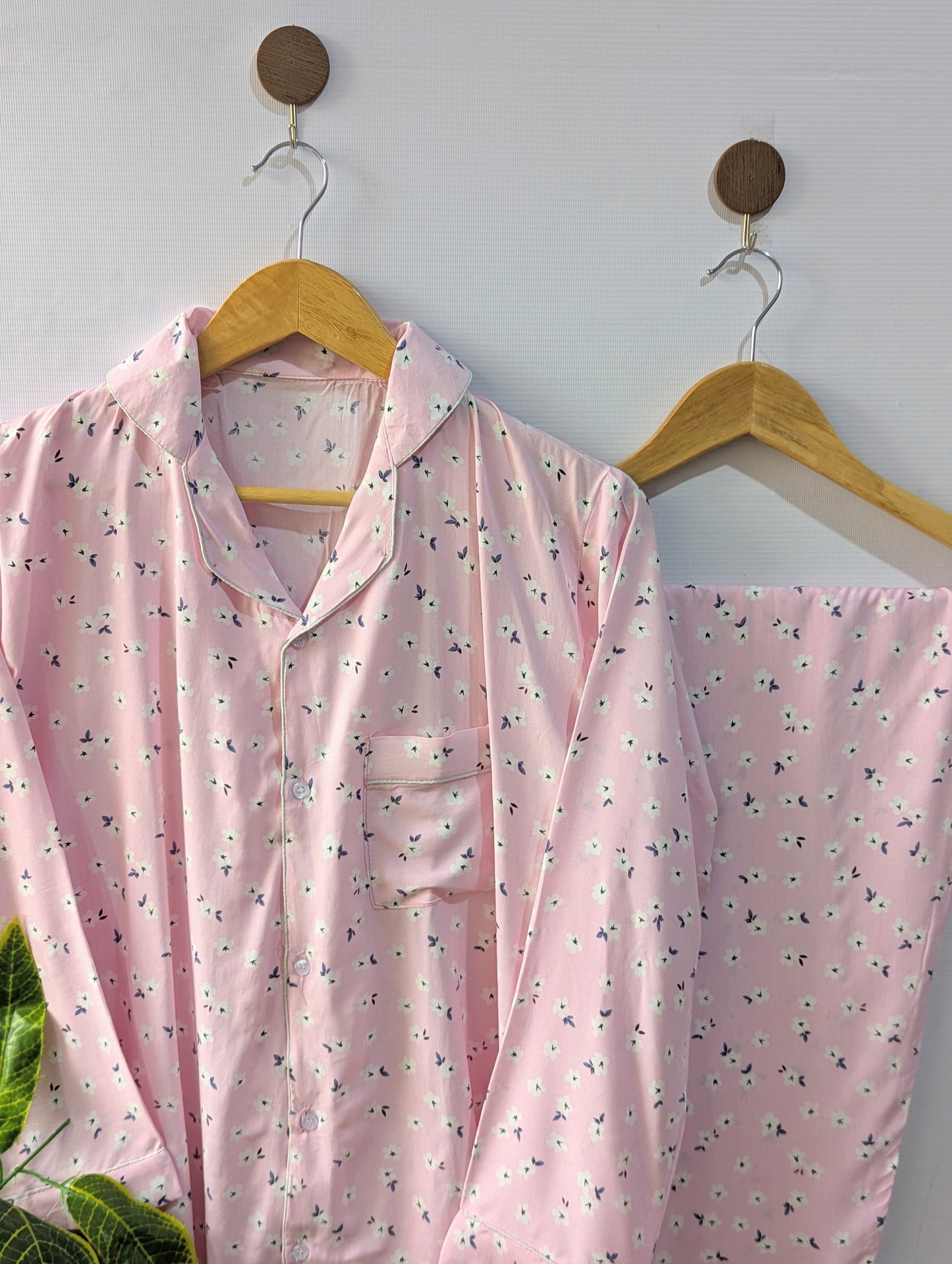 Baby Pink Floral Linen PJ Set