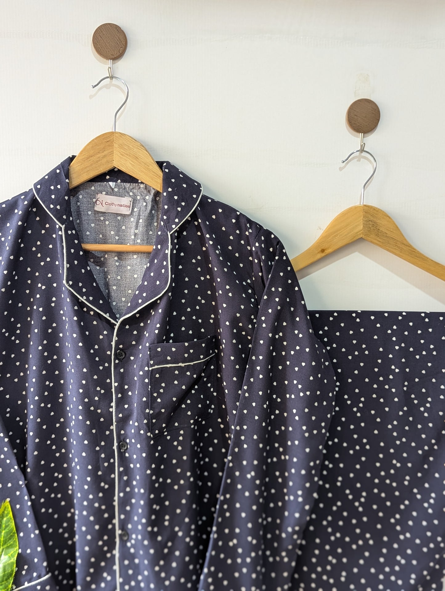 Navy Hearts Linen PJ Set