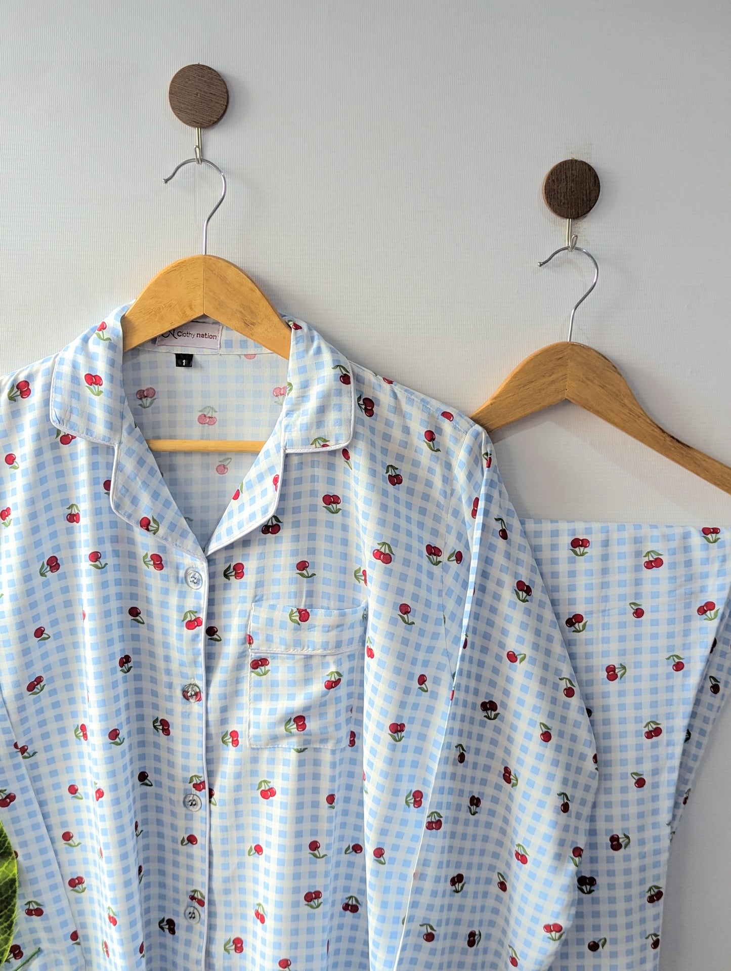 Sky Cherries Linen PJ Set