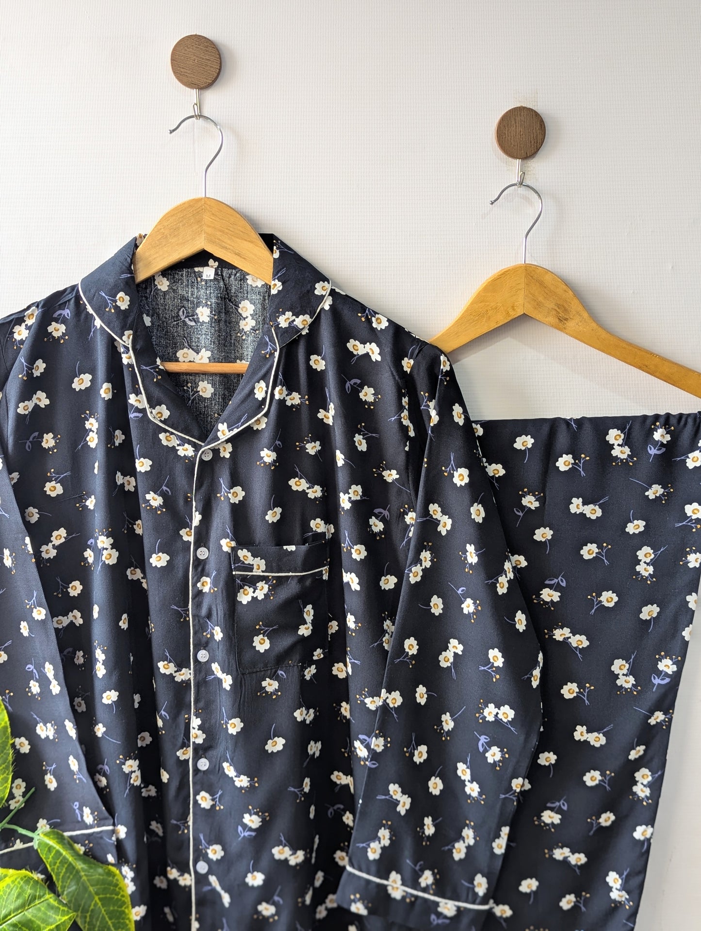 Navy Petals Linen PJ Set