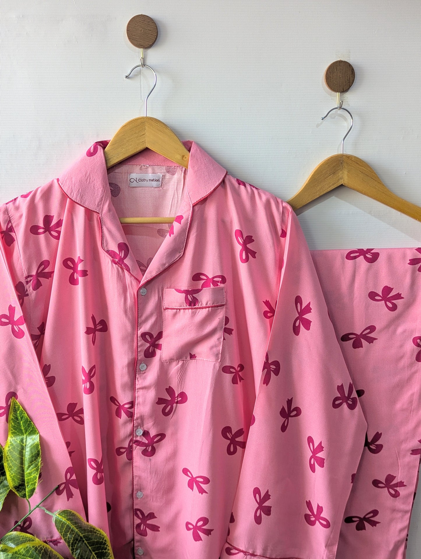 Pink Bows Linen PJ Set