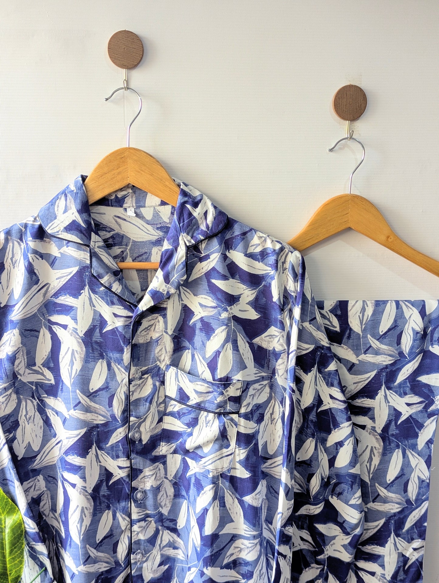 Blue Leafs Linen PJ Set