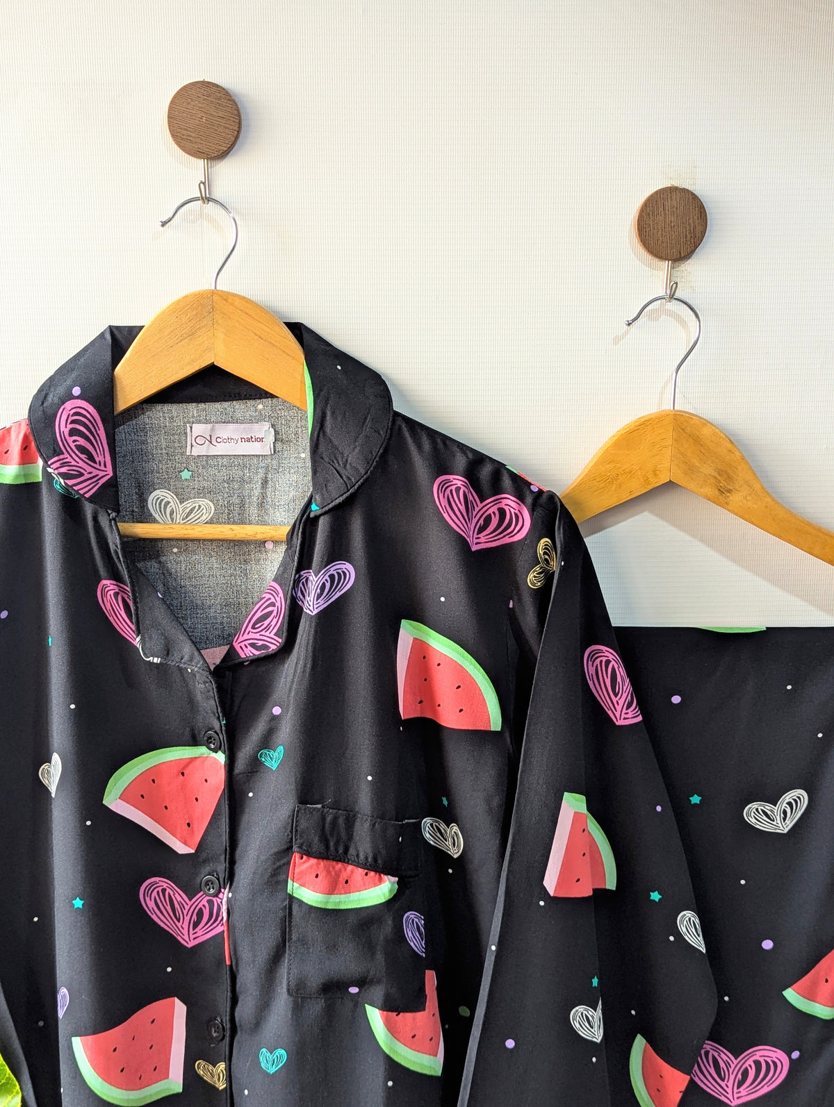 Black Watermelon Linen PJ Set