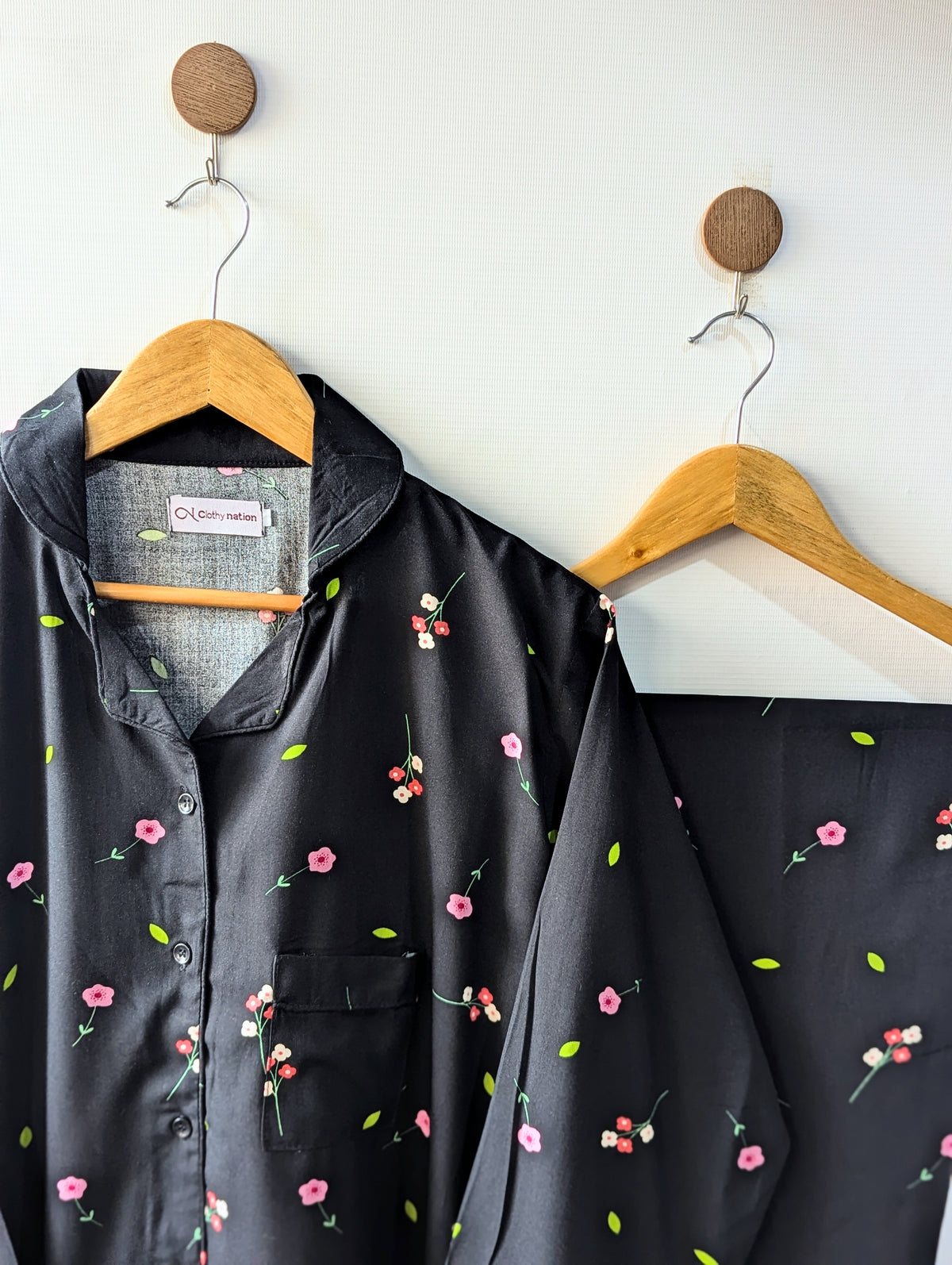 Black Petals Linen PJ Set