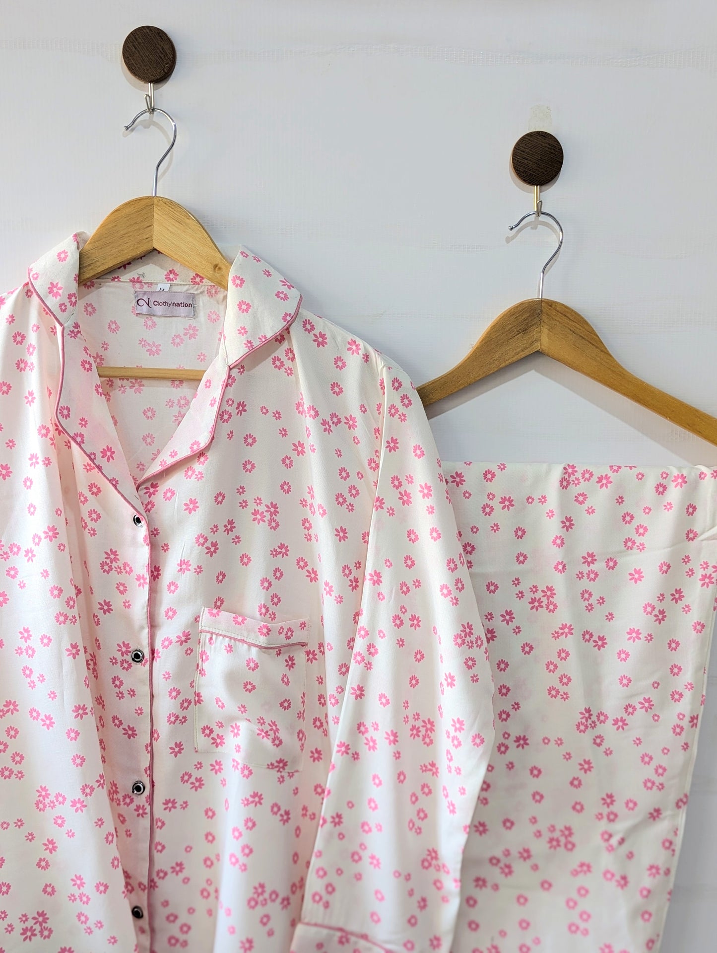 Little Pink Flowers Linen PJ Set