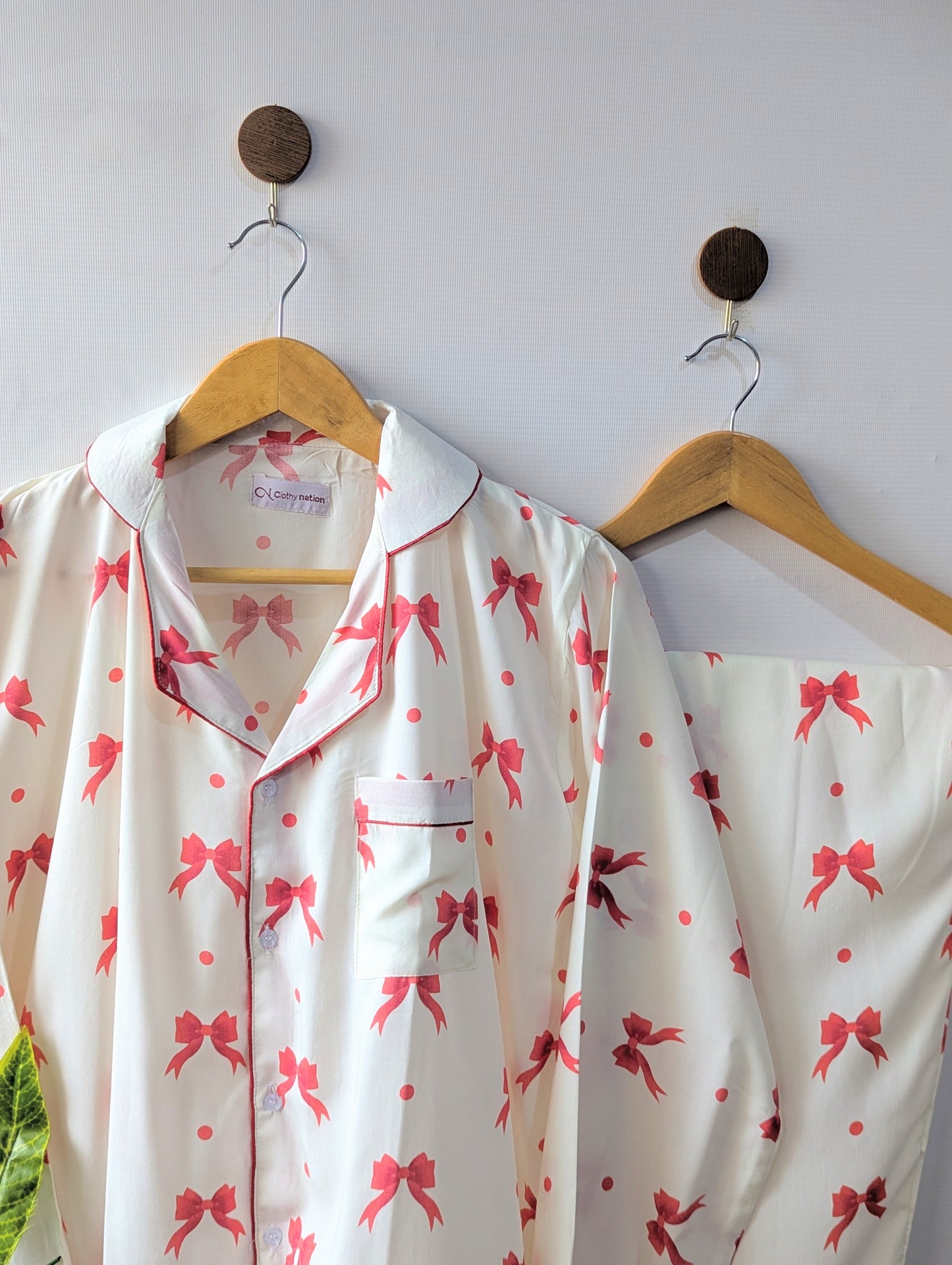 Light Bows Linen PJ Set