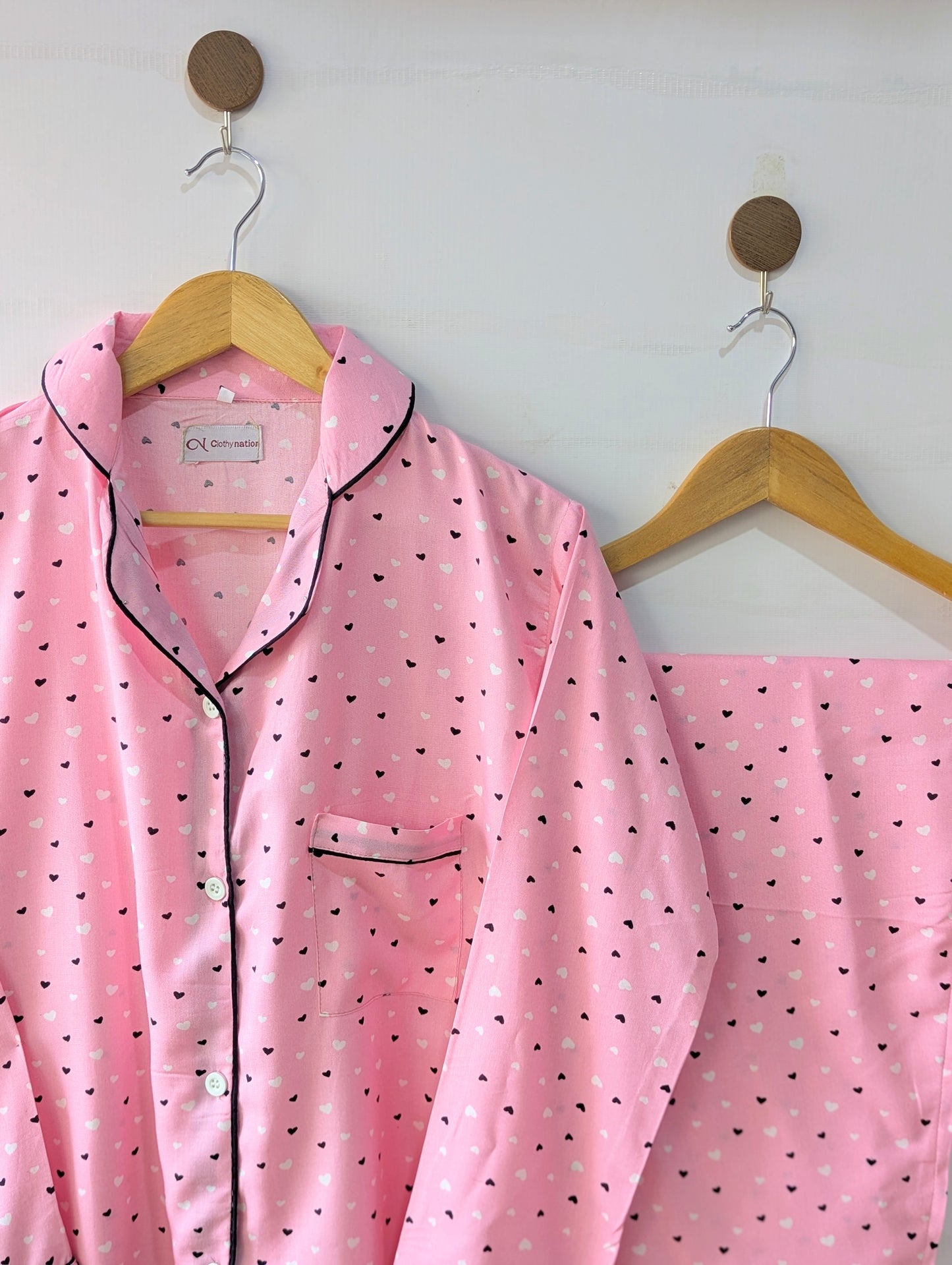 Baby Pink Hearts Linen PJ Set