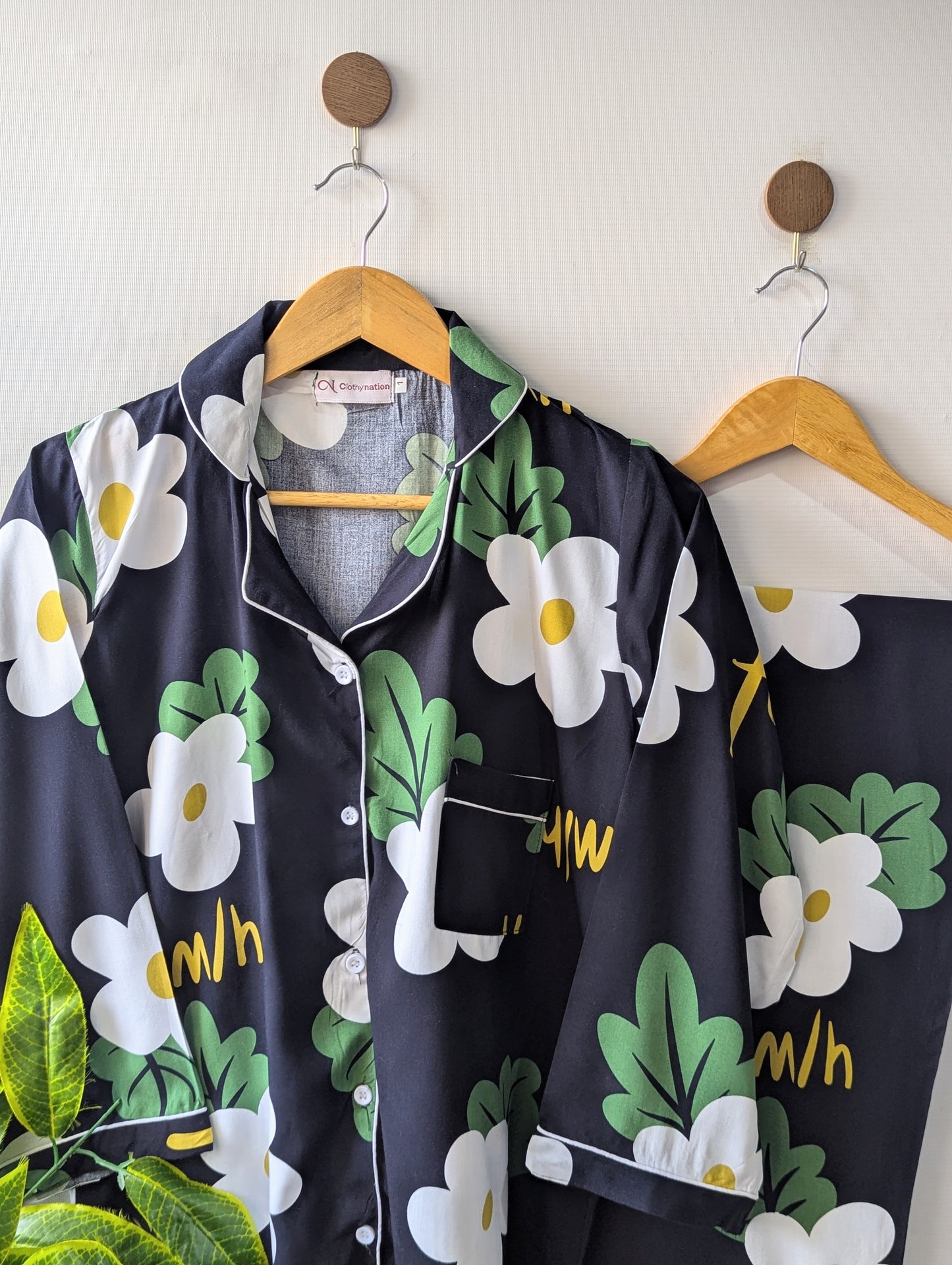 Green Sunflowers Linen PJ Set