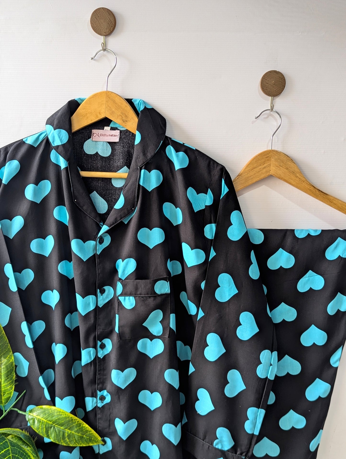 Black & Blue Hearts Linen PJ Set