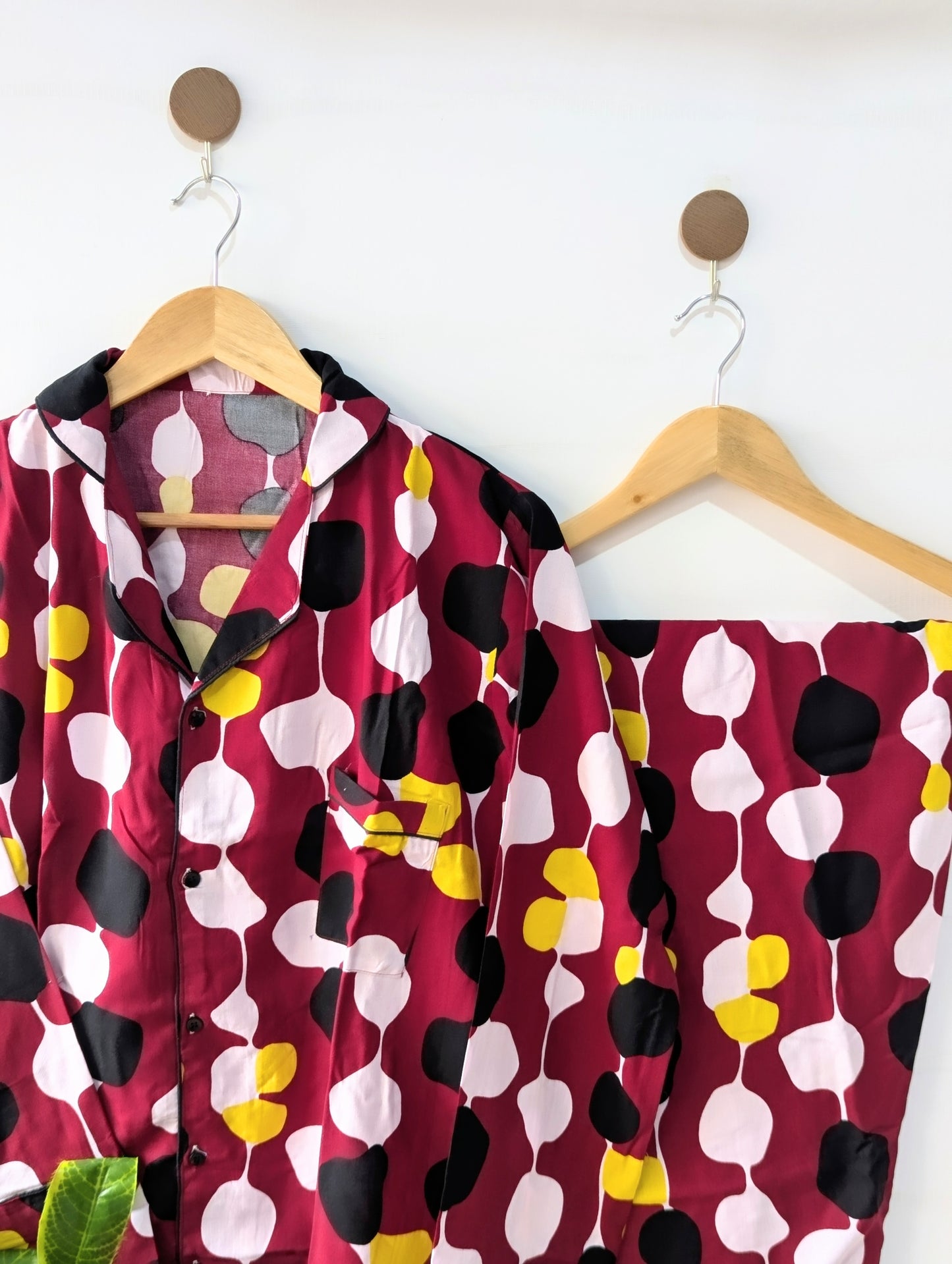 Maroon Pop Linen PJ Set