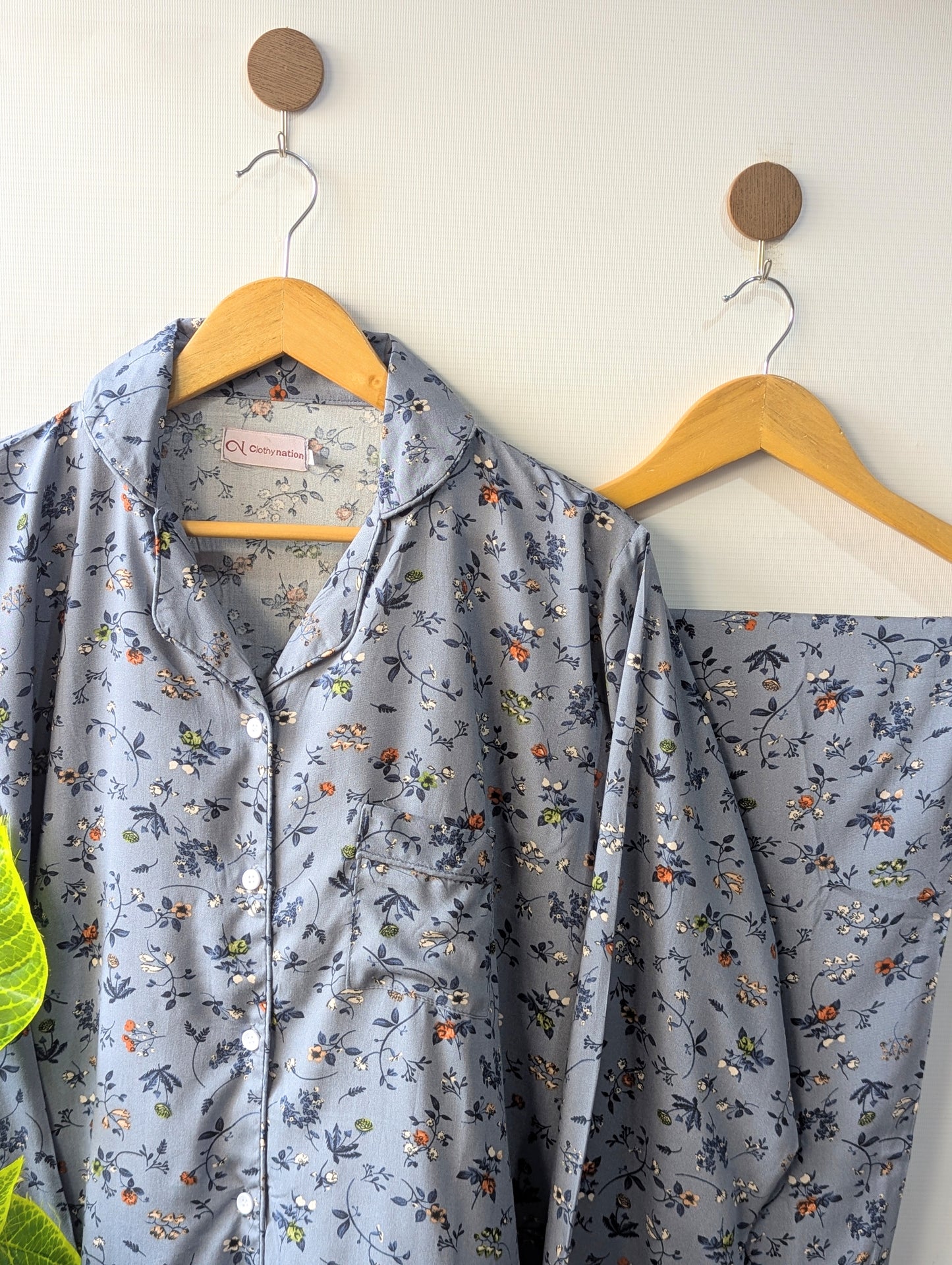 Grey Florals Linen PJ Set