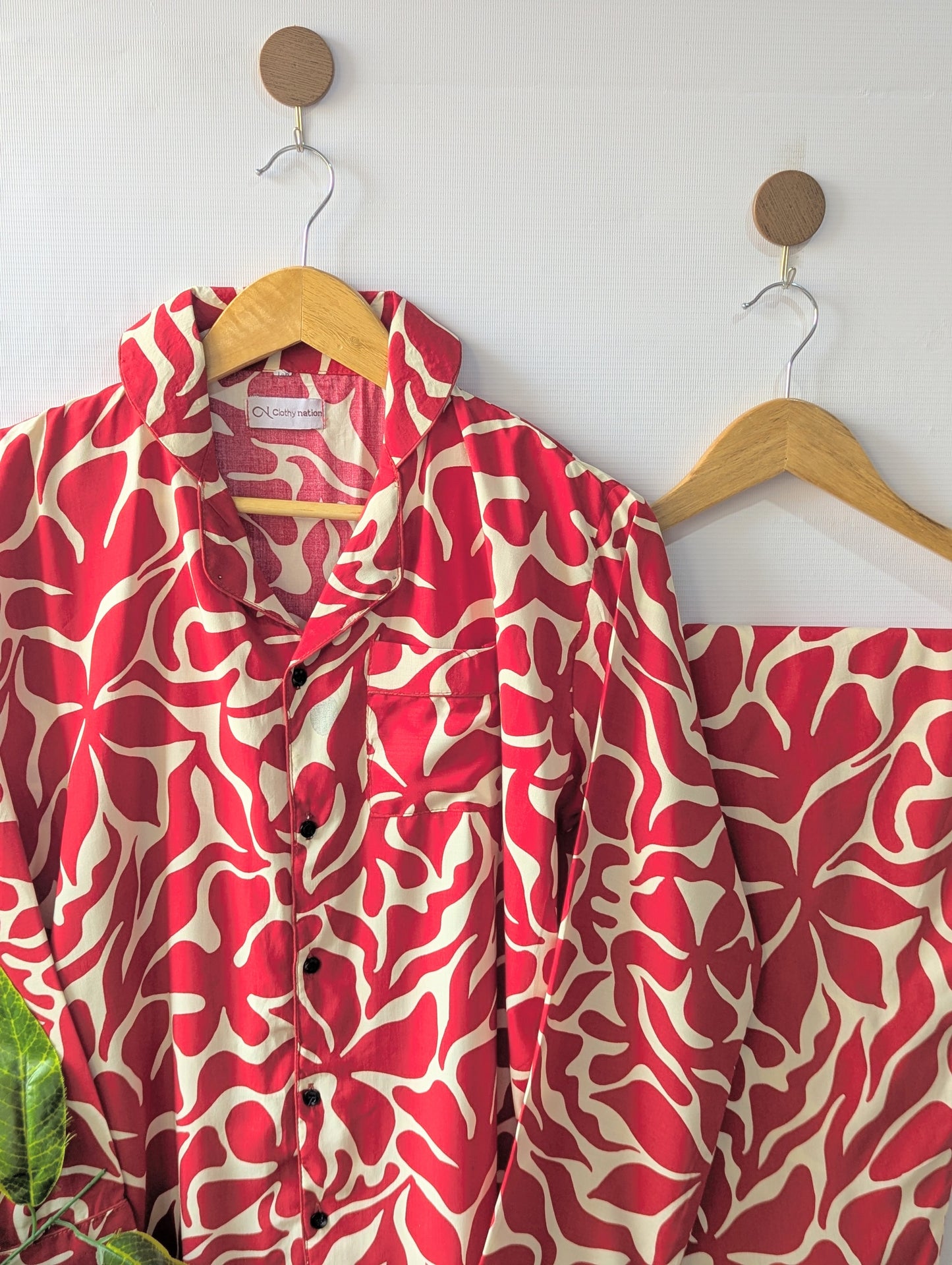 Red Swirl Linen PJ Set
