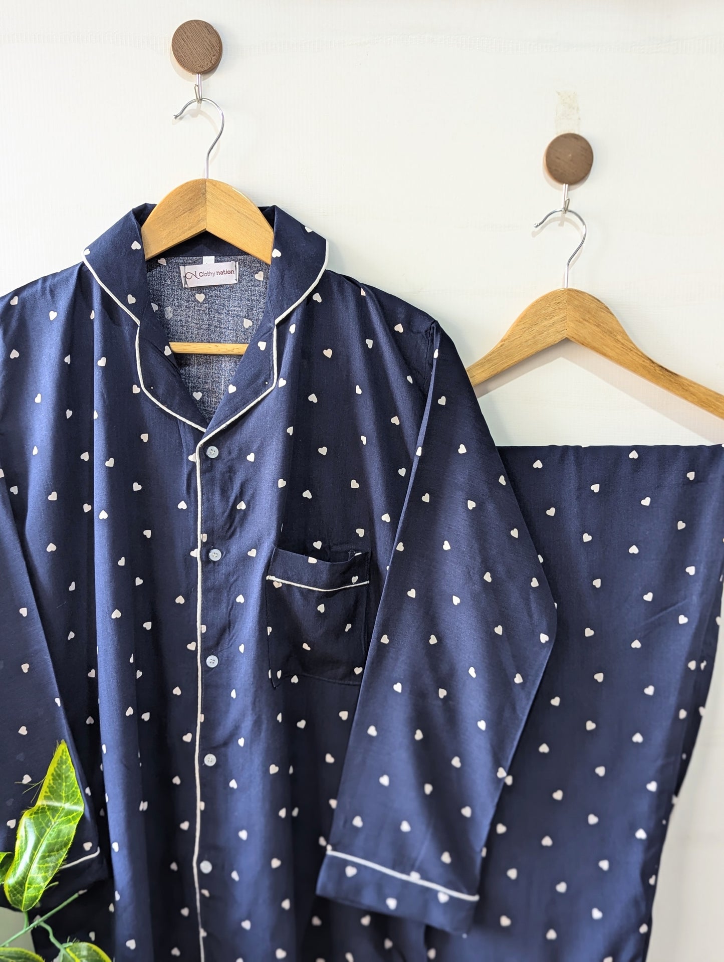 Hearts Navy Linen PJ Set