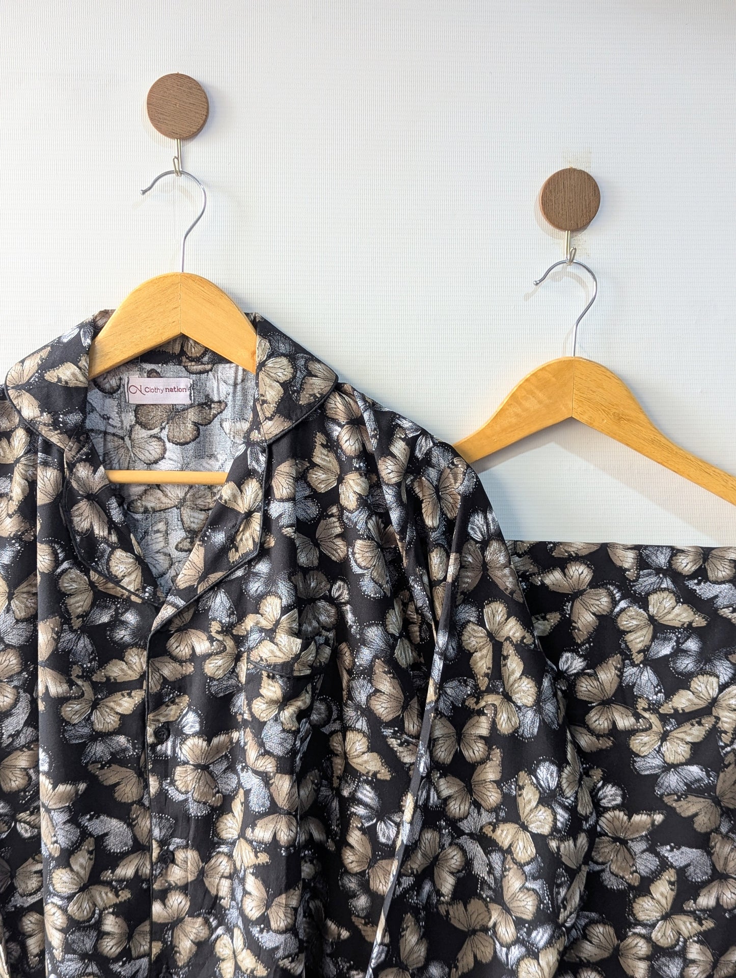 Black Butterflies Linen PJ Set