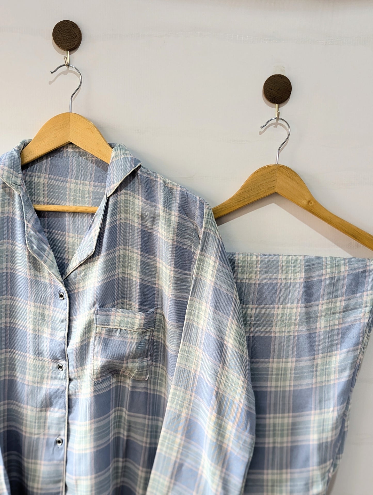 Sky Checks Linen PJ Set