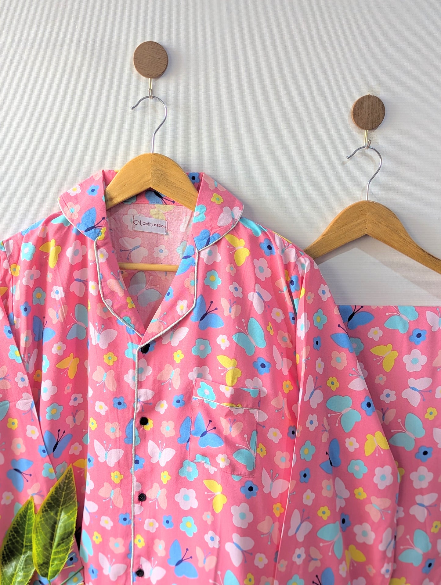 Pink Butterflies Linen PJ Set