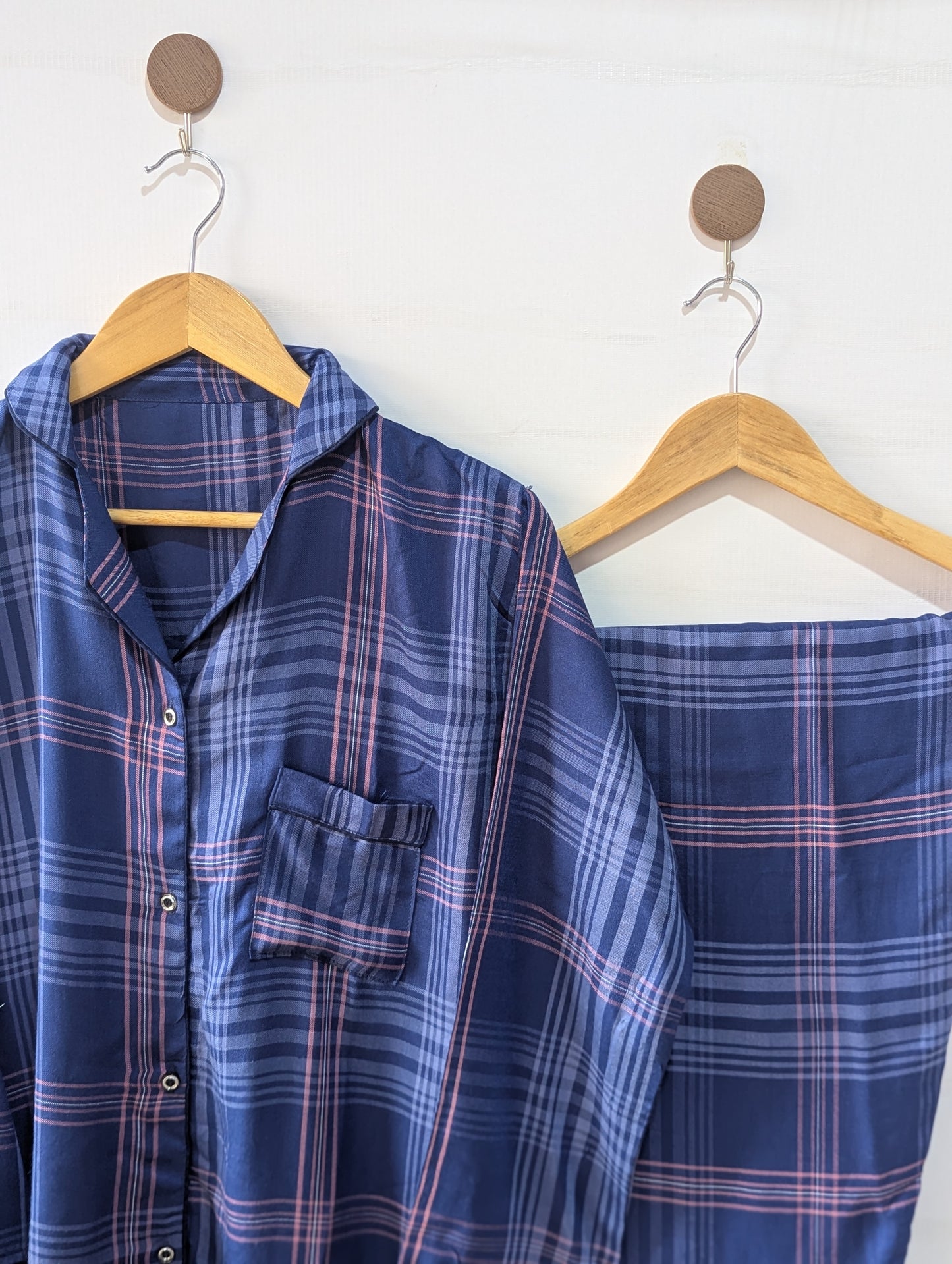 Navy Checks Linen PJ Set