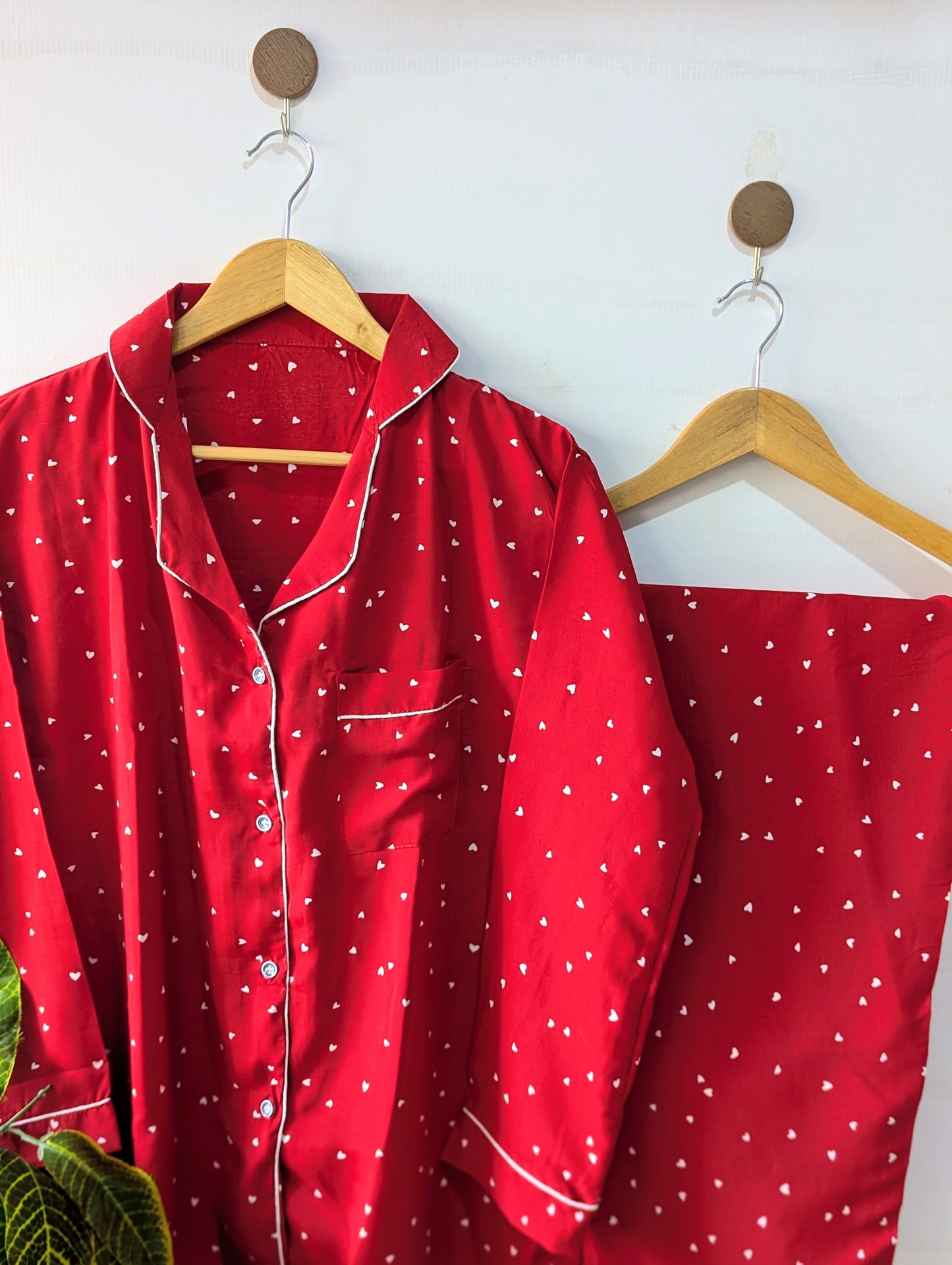 Red Hearts Linen PJ Set