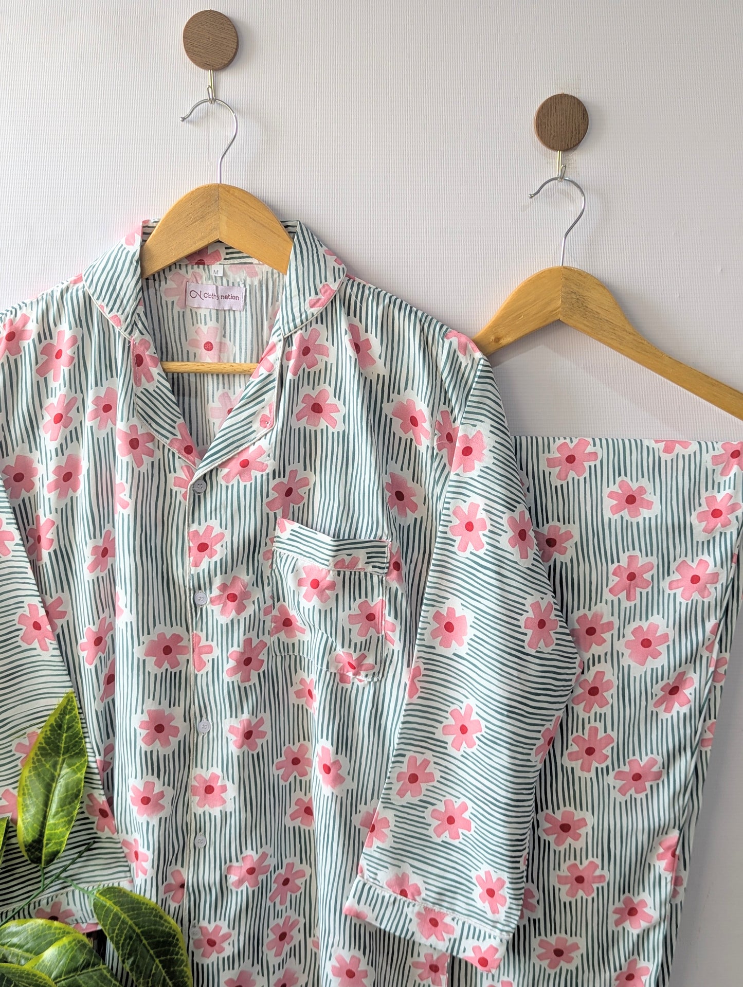 Floral Lines Linen PJ Set