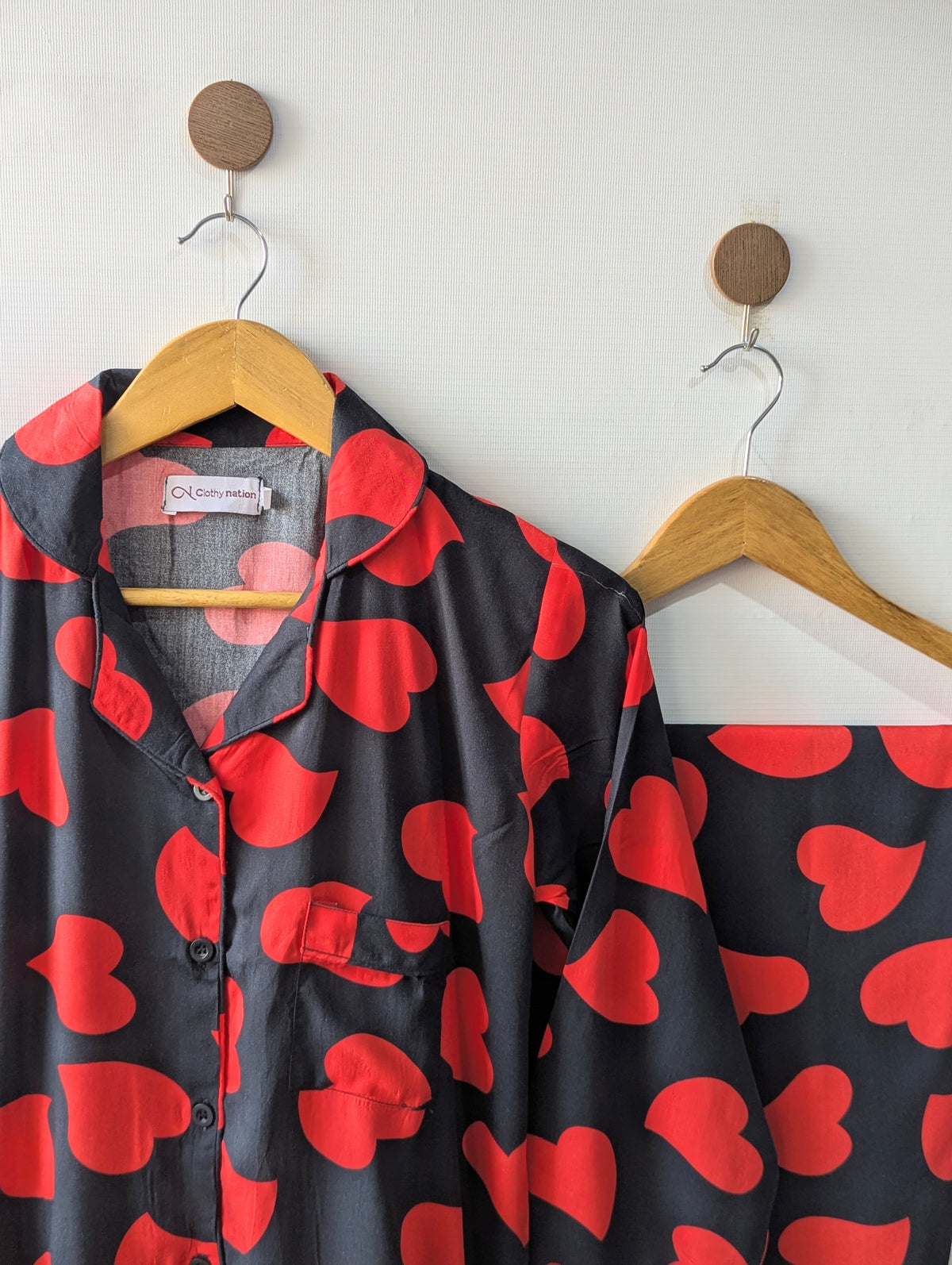 Red Big Hearts Linen PJ Set