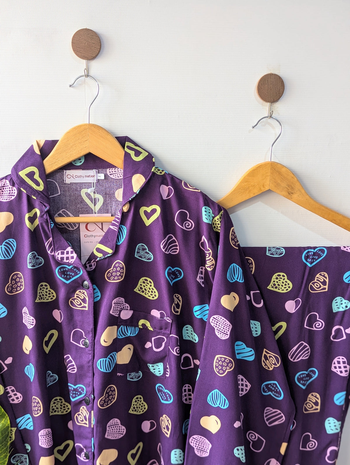 Purple Hearts Linen PJ Set