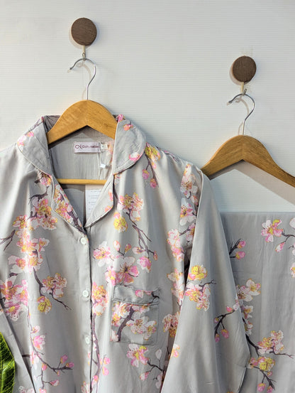 Grey Florals Linen PJ Set