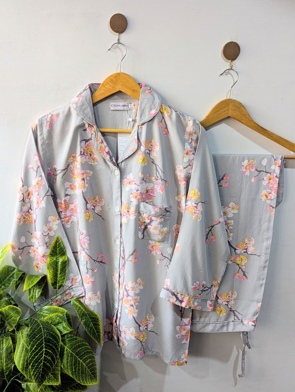 Grey Florals Linen PJ Set