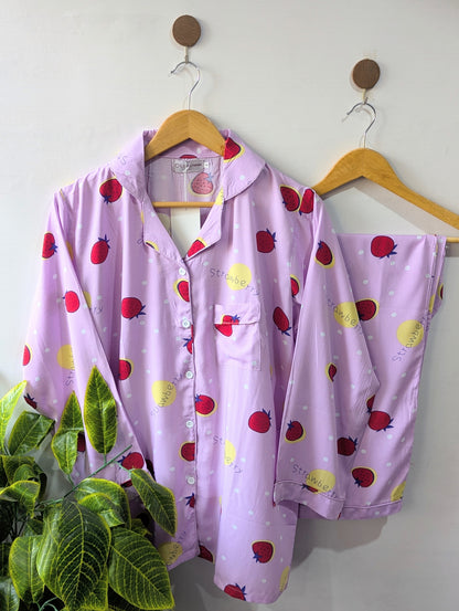 Lilac Fruits Linen PJ Set