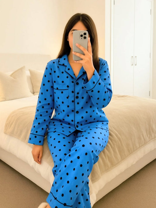 Sky Polka Linen PJ Set