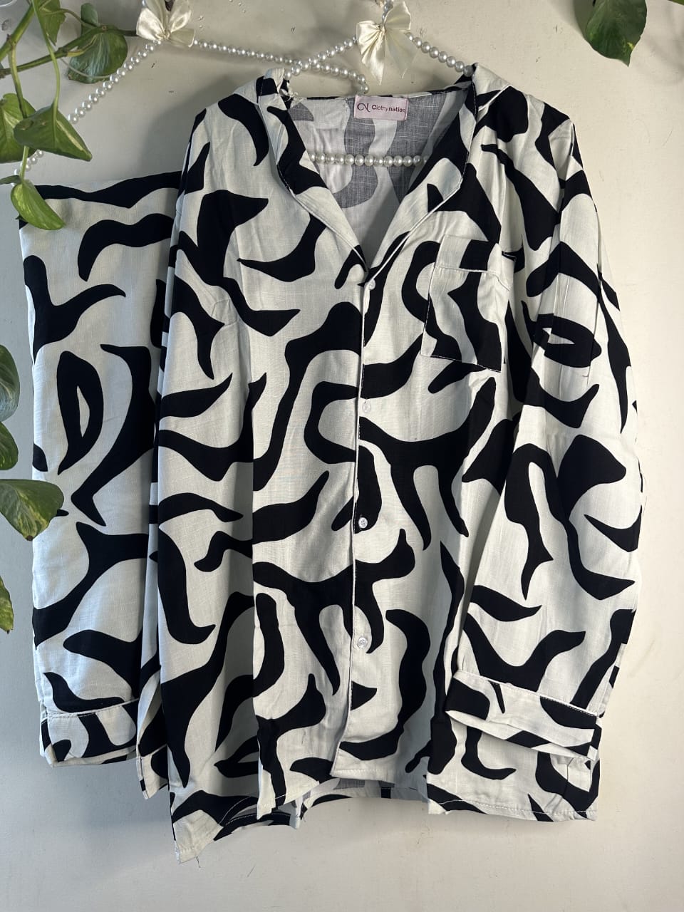 White Peace Linen PJ Set