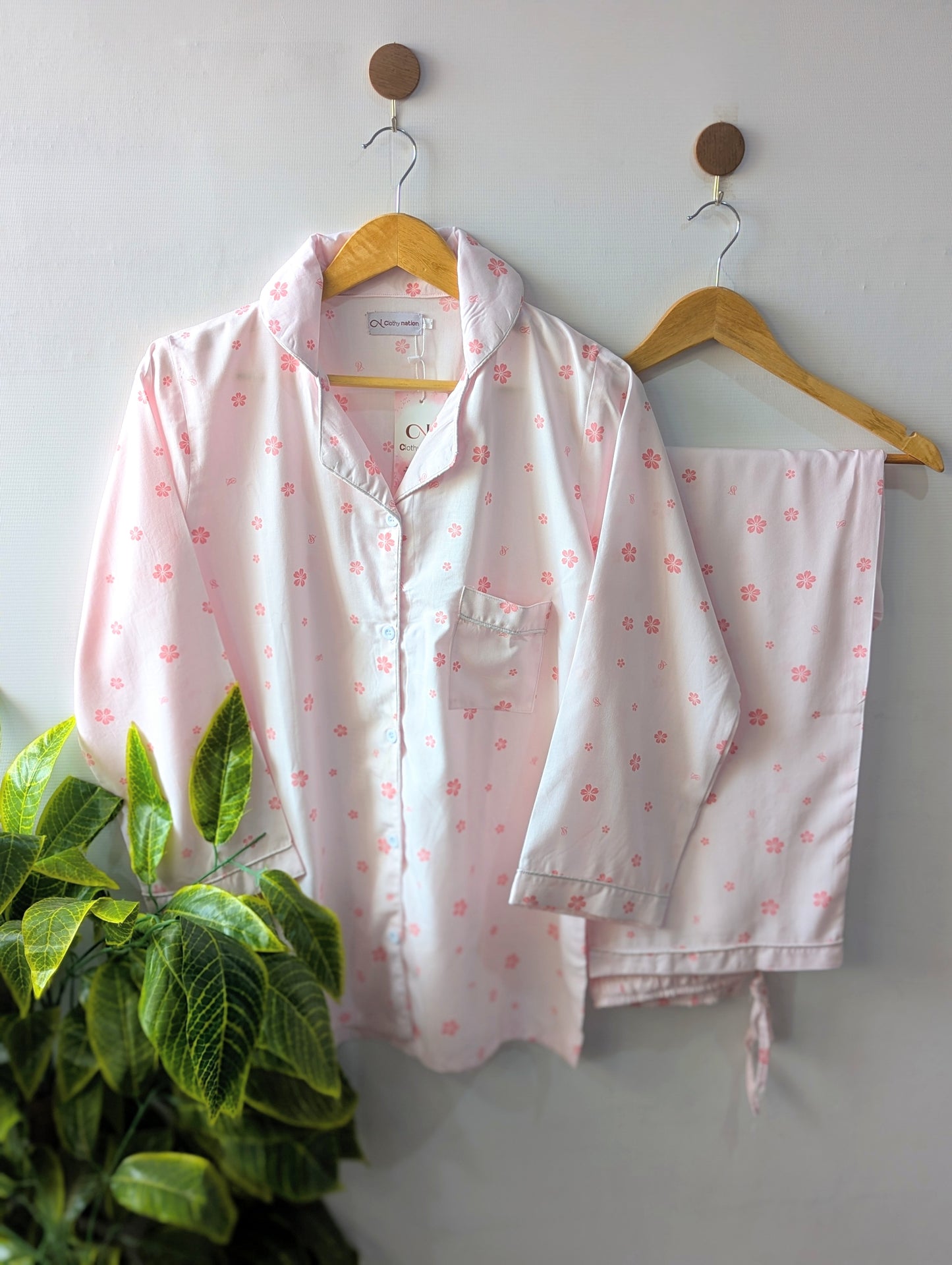 Baby Pink Petals Linen PJ Set