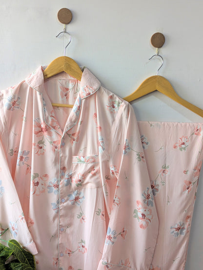 Pink Flower Linen PJ Set