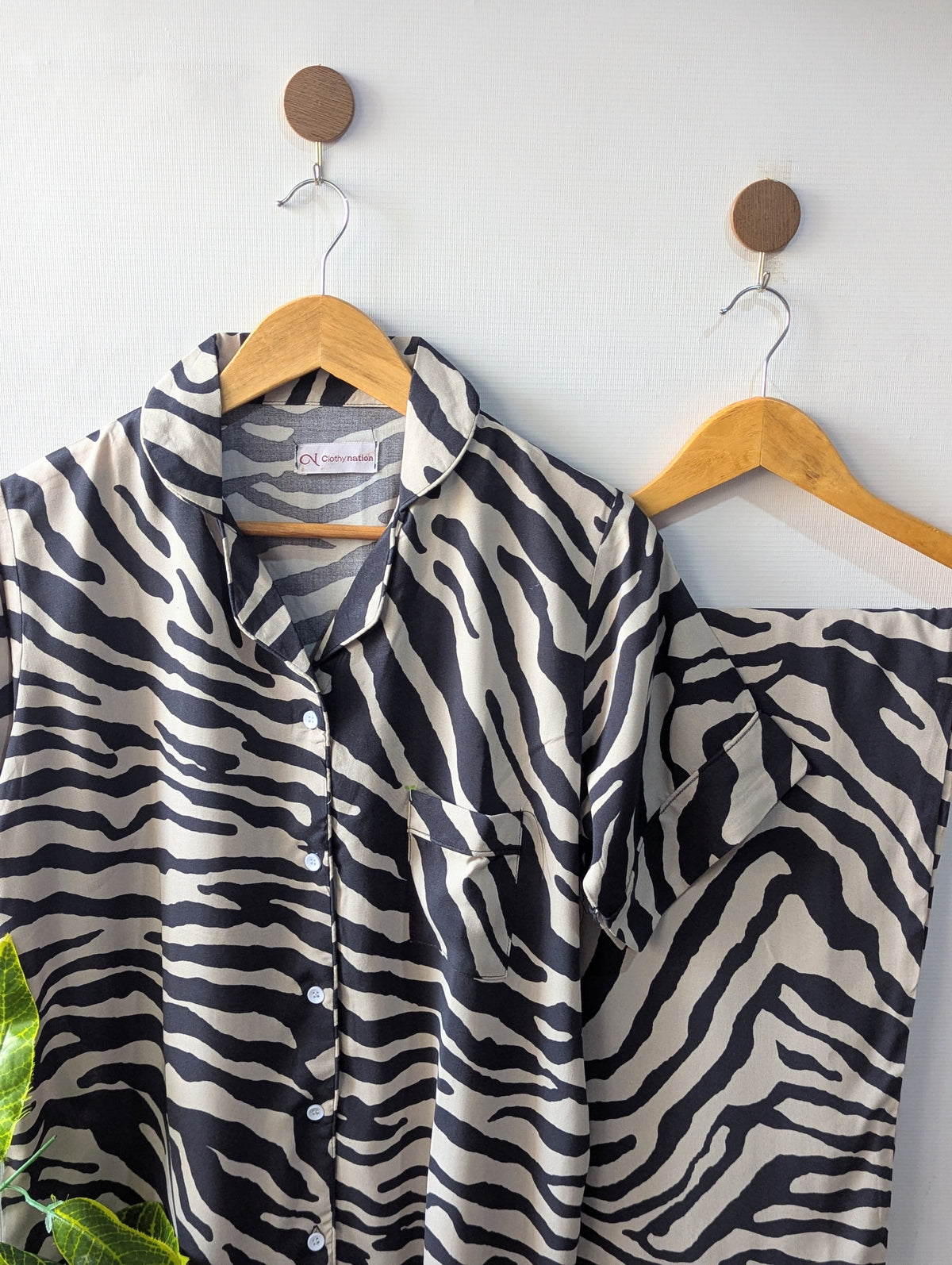 Zebra Linen PJ Set - Half Sleeves