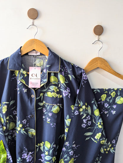 Navy Florals Linen PJ Set
