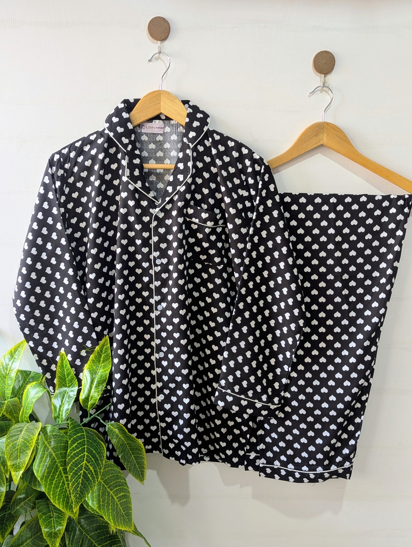 Black & White Hearts Linen PJ Set