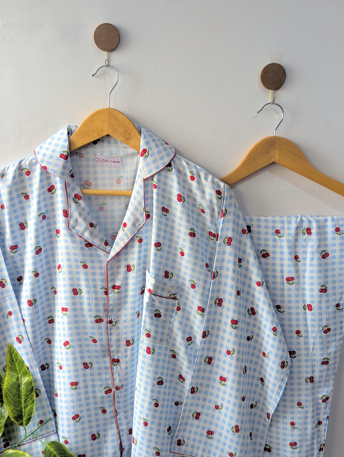 Sky Cherry Linen PJ Set