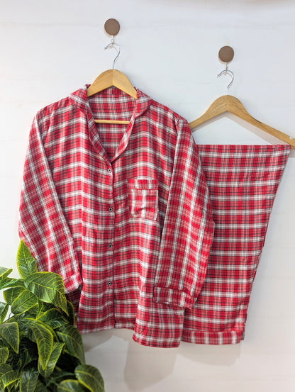 Red & White Check Linen PJ Set