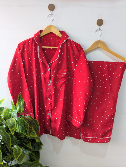 Red Hearts Linen PJ Set